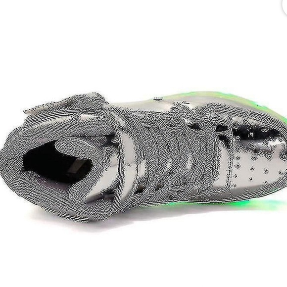 IGxx Men's LED Light Up High Top Sneakers - Chrome Silver & Futuristic Style 9 - Picture 11 of 14